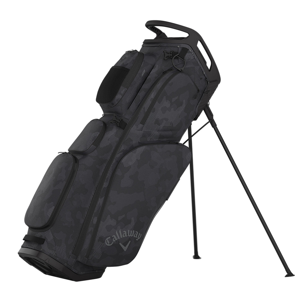 Sac de golf trépied Callaway Fairway 14 noir/camouflage Field, vue de face en biais