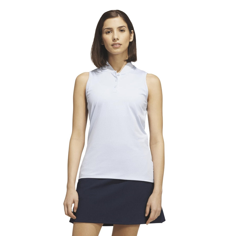 Adidas Ladies Performance Texture Sleeveless Polo Shirt - Blue