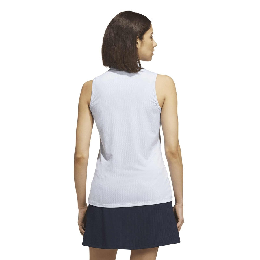 Adidas Ladies Performance Texture Sleeveless Polo Shirt - Blue