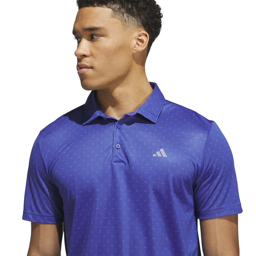 Adidas Performance Textured Print Polo Shirt - Blue