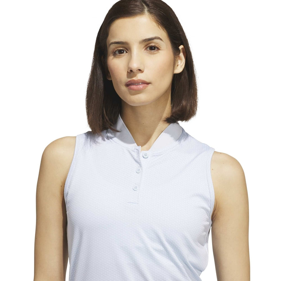 Adidas Ladies Performance Texture Sleeveless Polo Shirt - Blue