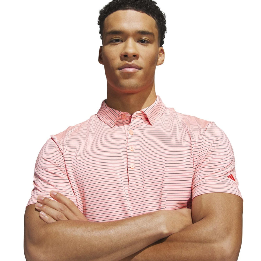 Adidas Ultimate365+ Three Color Stripe Polo Shirt - Pink