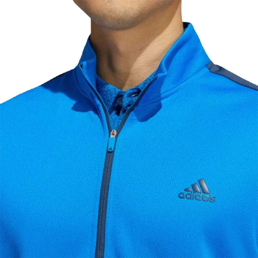 Adidas Colorblock Men's Quarter-Zip Pullover - Blue