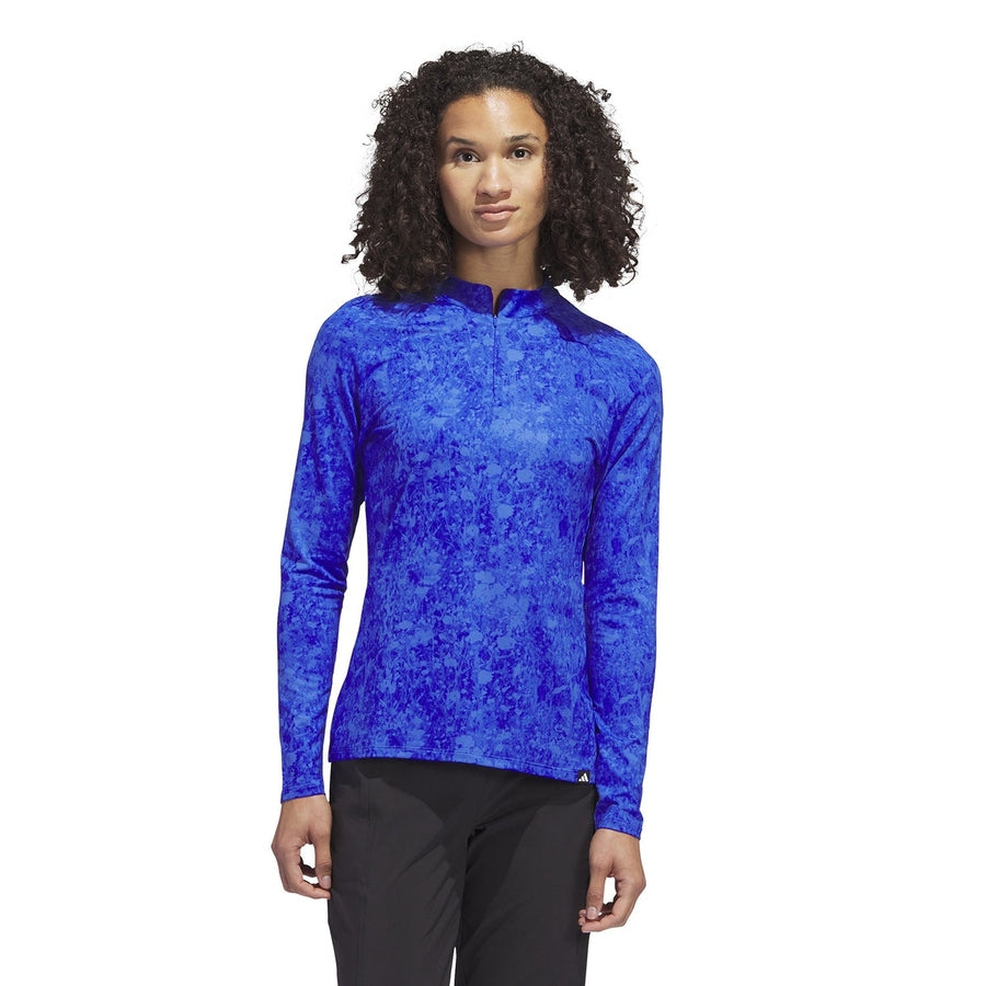 Polo de golf imprimé manches longues Ultimate365 Tour pour femme Adidas - bleu