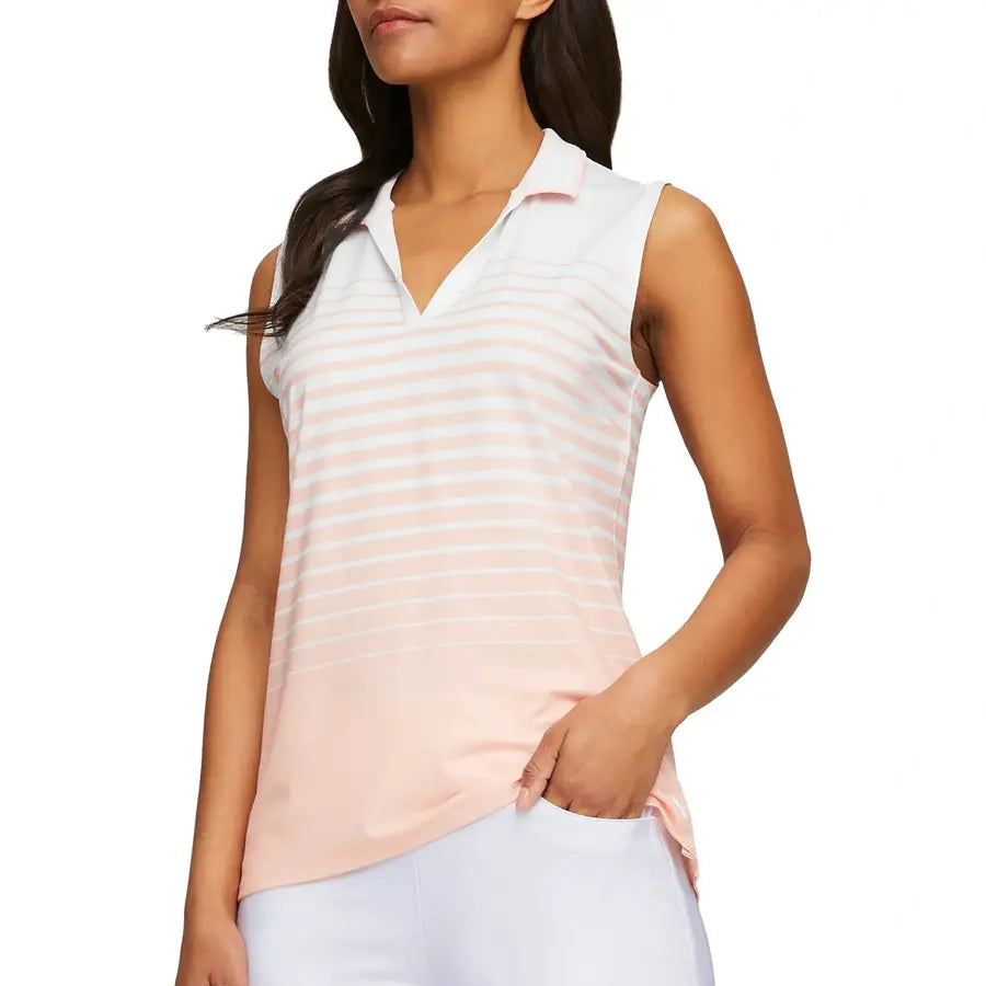 Puma Ladies MATTR Sleeveless Stripe Golf Polo WHLS