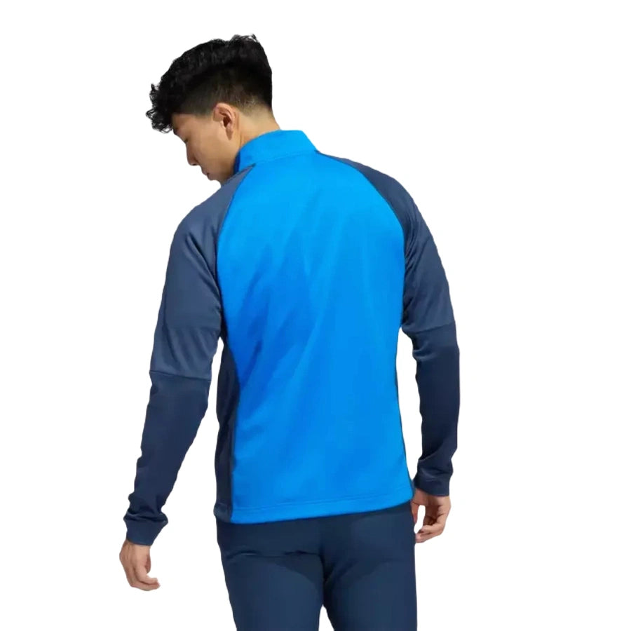 Adidas Colorblock Men's Quarter-Zip Pullover - Blue