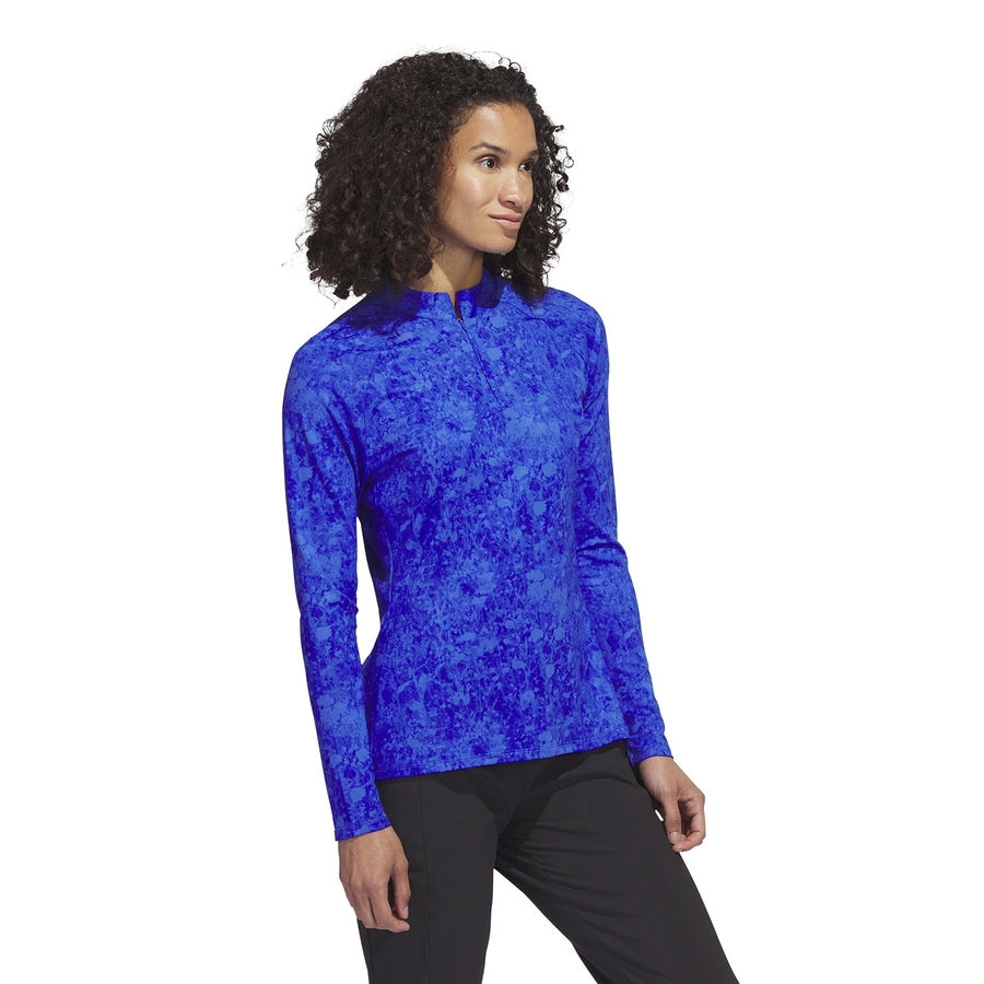 Adidas Polo de golf imprimé à manches longues Ultimate365 Tour pour femme - Bleu