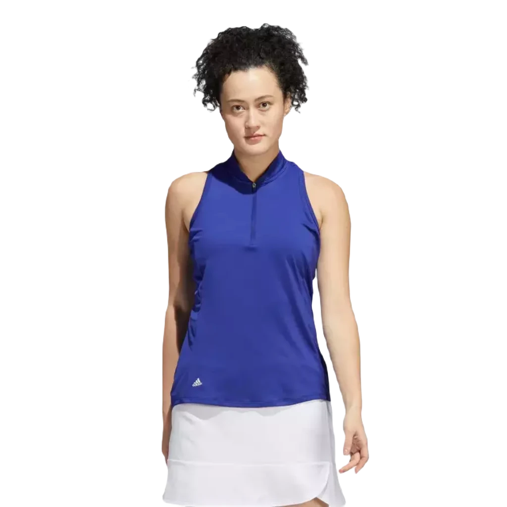 Adidas Racerback Ladies Sleeveless Polo Shirt Blue Free Shipp
