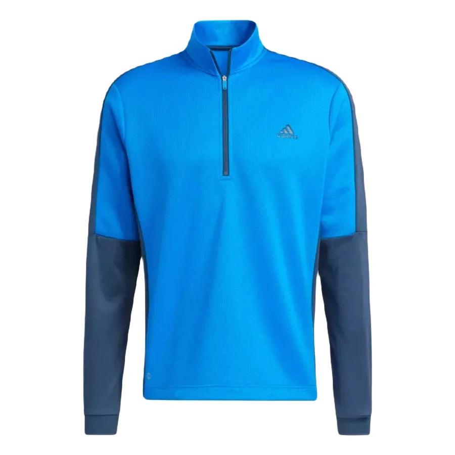 Adidas Colorblock Men's Quarter-Zip Pullover - Blue