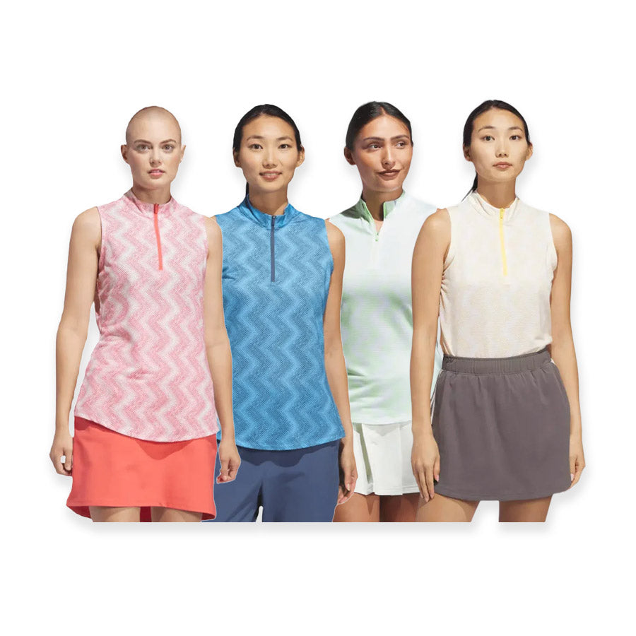 Adidas Ultimate365 Ladies Ottoman Printed Sleeveless Polo Shirt