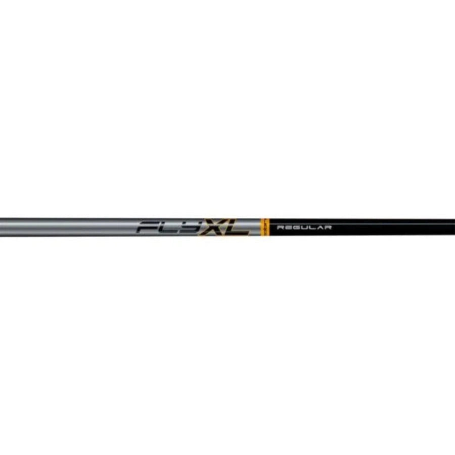 A close-up of a FUBUKI XL REGULAR golf shaft with black, silver, and gold lettering on white—ideal for lightweight clubs like the Cobra Fly-XL 2 Complete Golf Set, perfect for golfers seeking forgiveness.