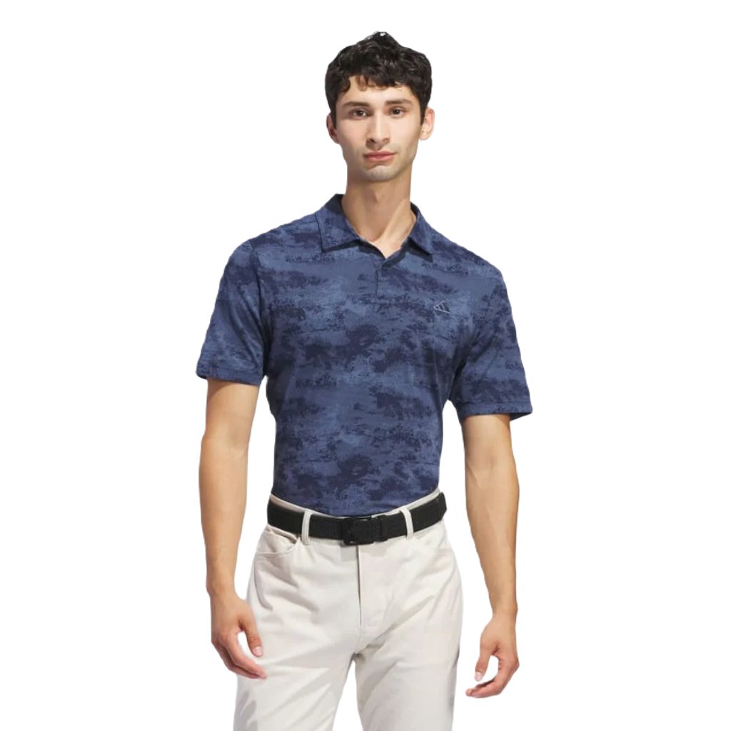 Adidas Go-To Printed Mesh Polo Shirt - Blue