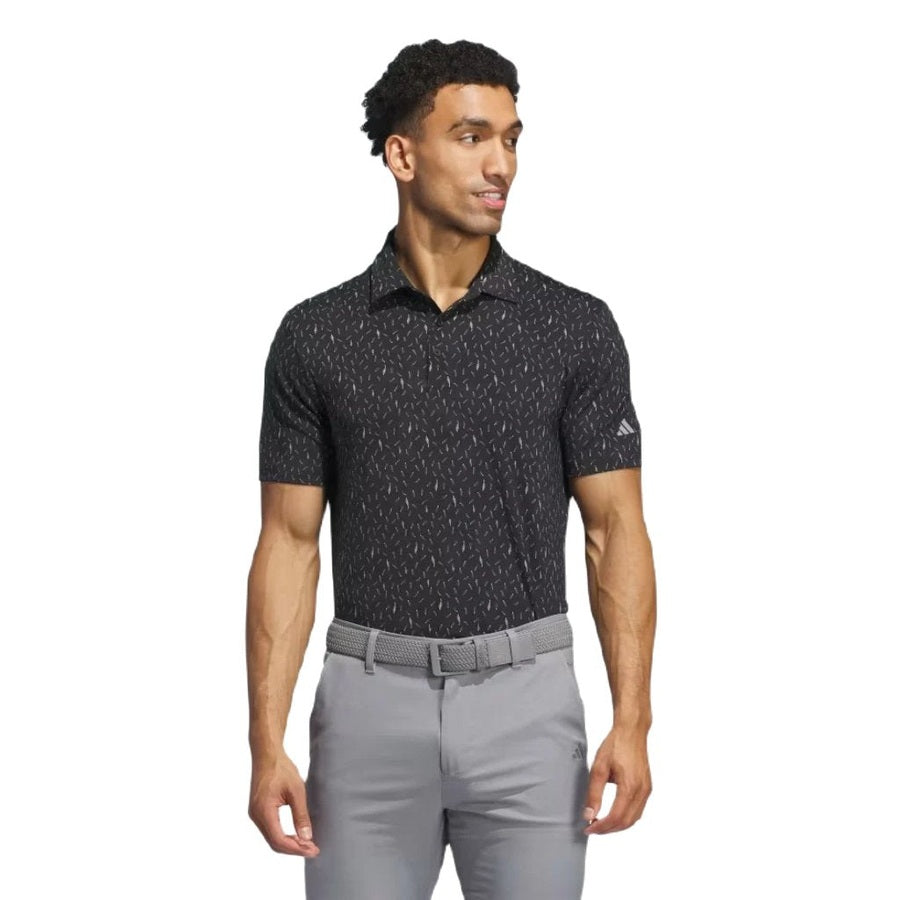 Adidas Ultimate365 Allover Print Polo Shirt - Black