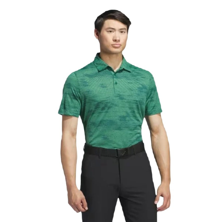 Adidas Ultimate365 Textured Stripe Polo Shirt - Green
