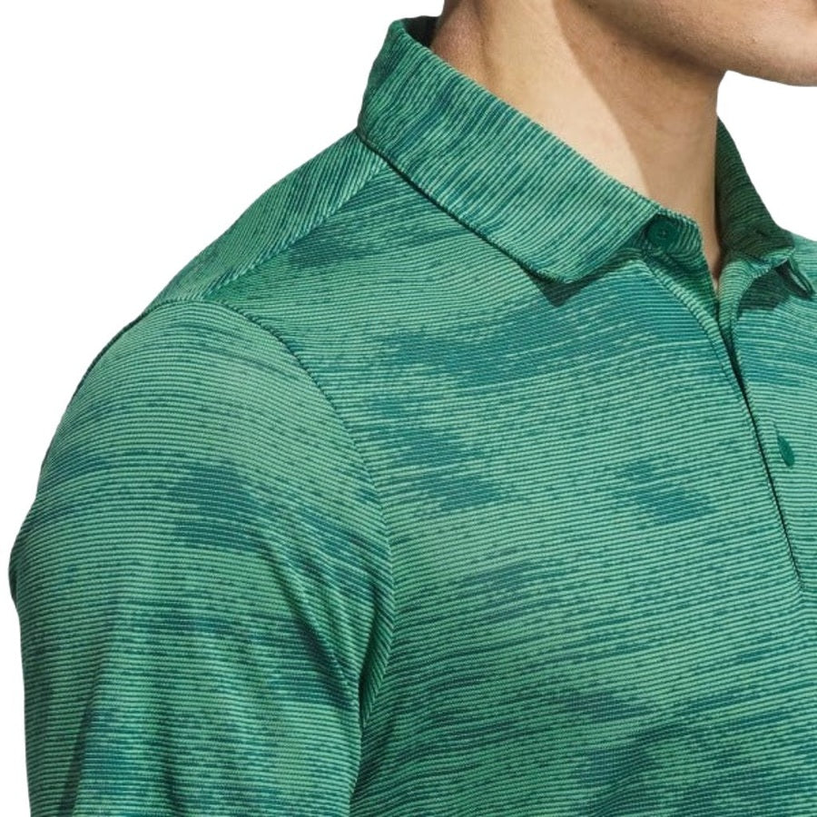 Adidas Ultimate365 Textured Stripe Polo Shirt - Green