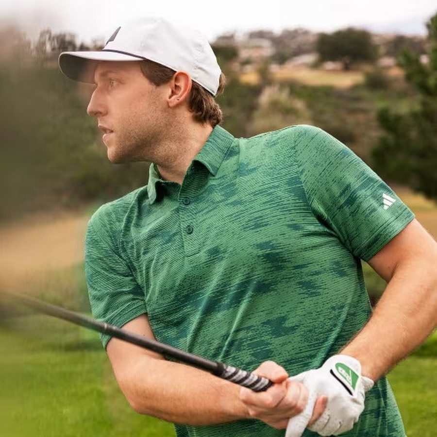 Adidas Ultimate365 Textured Stripe Polo Shirt - Green