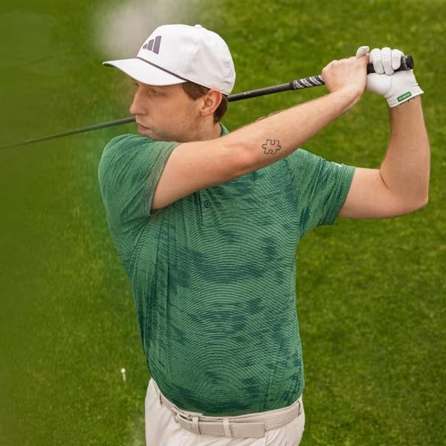 Adidas Ultimate365 Textured Stripe Polo Shirt - Green