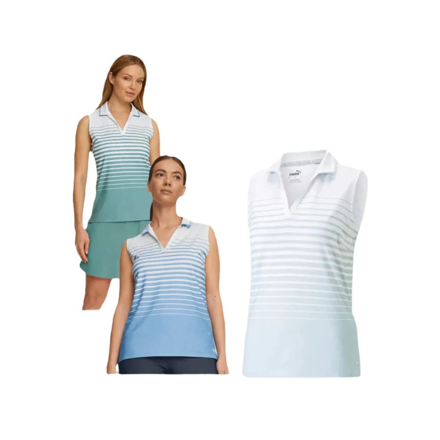 Puma Ladies MATTR Sleeveless Stripe Golf Polo WHLS