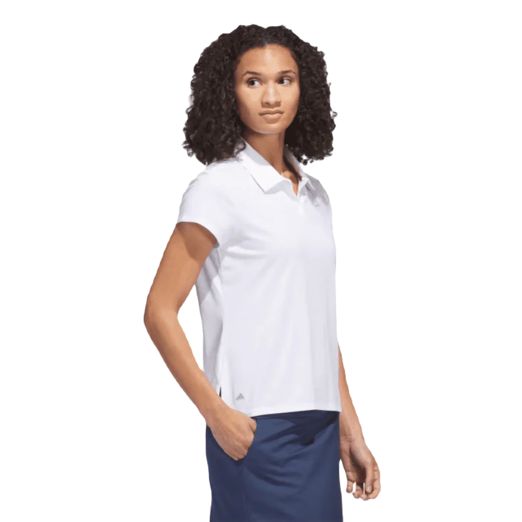 Adidas Ladies Go-To Heathered Polo Shirt - White