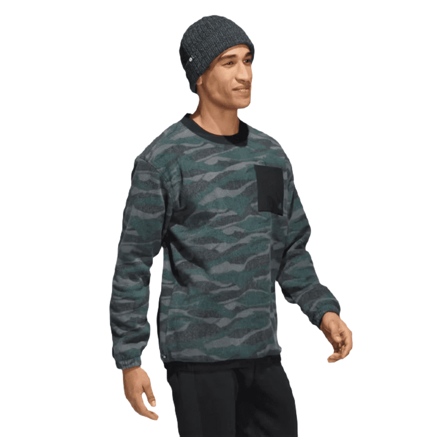 Adidas Texture-Print Crew Sweatshirt - Black