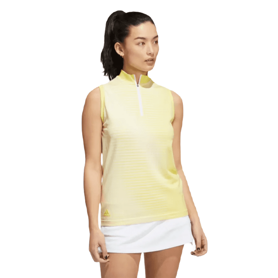 Adidas Ladies Primeknit Sleeveless Golf Polo Shirt - Yellow