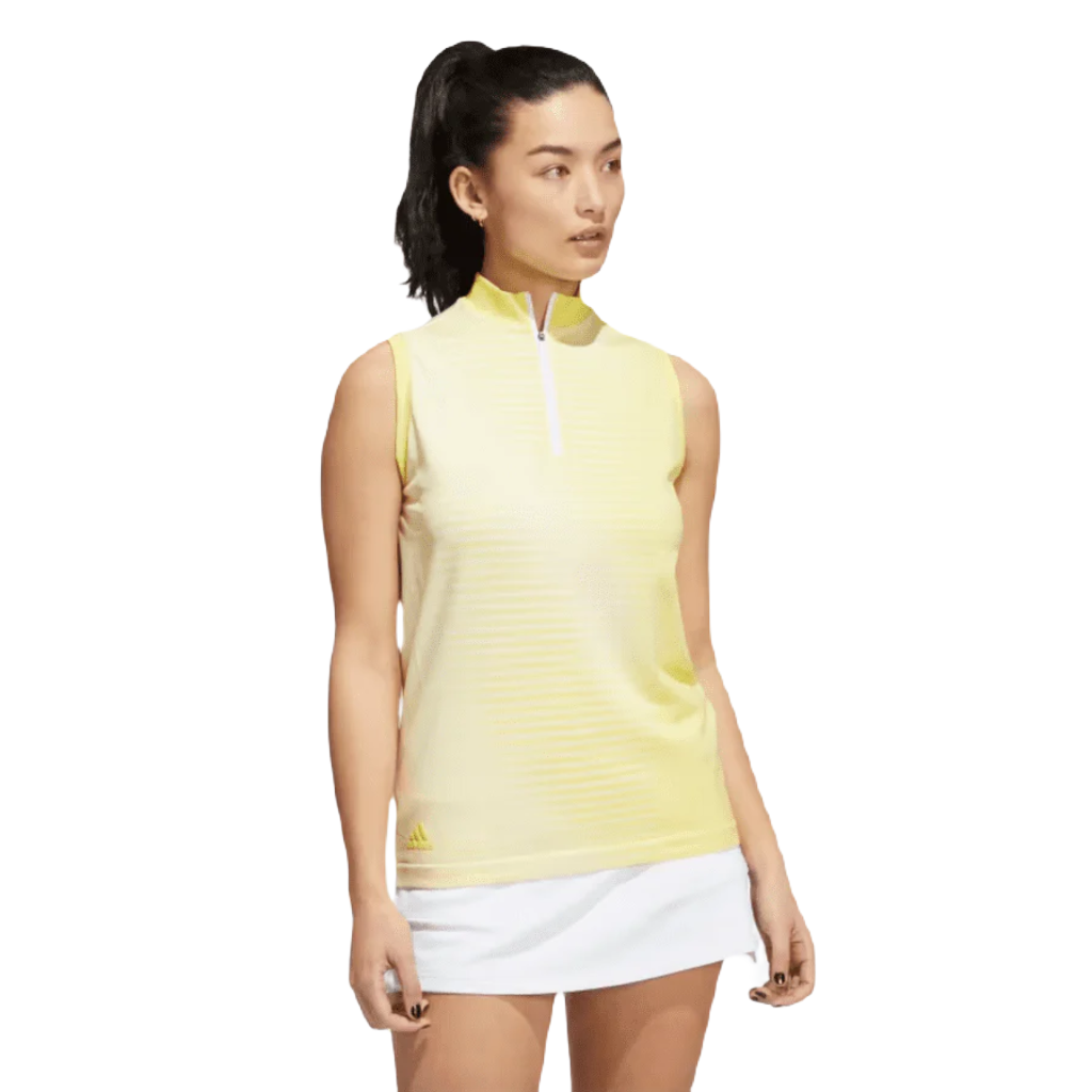 Adidas Ladies Primeknit Sleeveless Golf Polo Shirt - Yellow