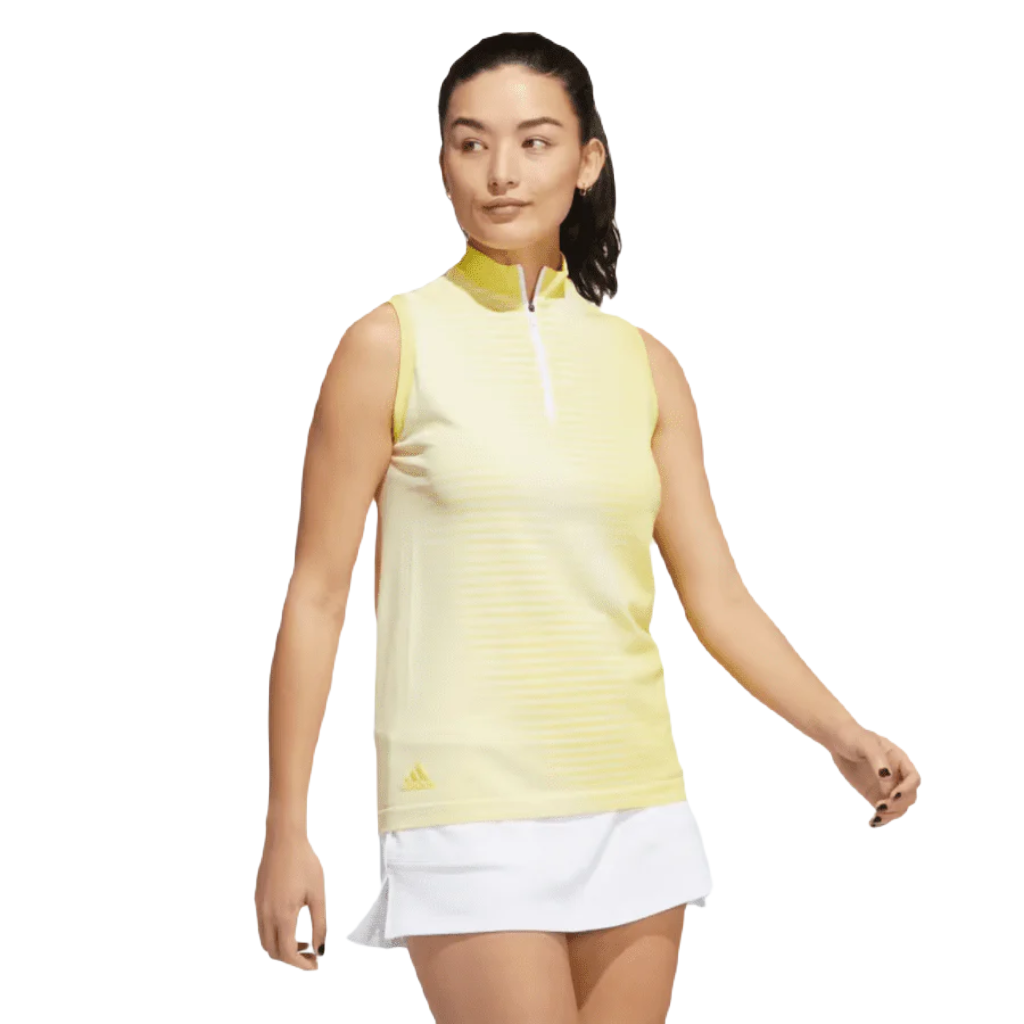 Adidas Ladies Primeknit Sleeveless Golf Polo Shirt - Yellow