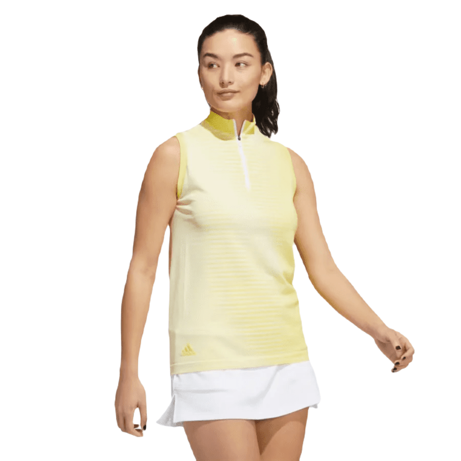 Adidas Ladies Primeknit Sleeveless Golf Polo Shirt - Yellow