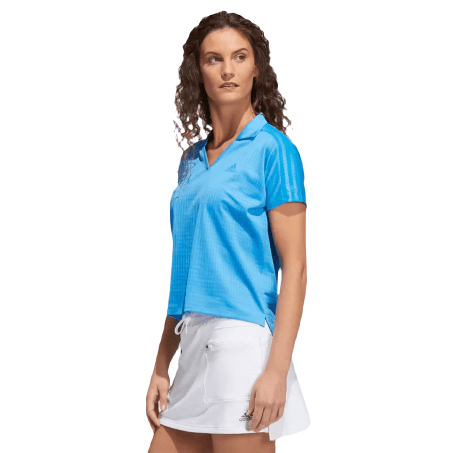 Adidas Ladies 3-Stripes Polo Shirt- Blue