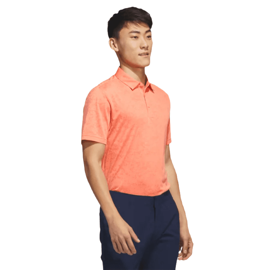 Adidas Textured Jacquard Golf Polo Shirt - Orange