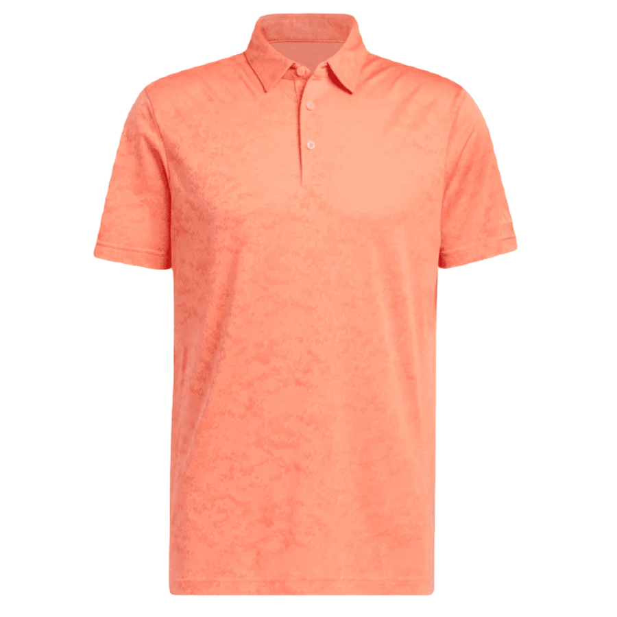 Adidas Textured Jacquard Golf Polo Shirt - Orange