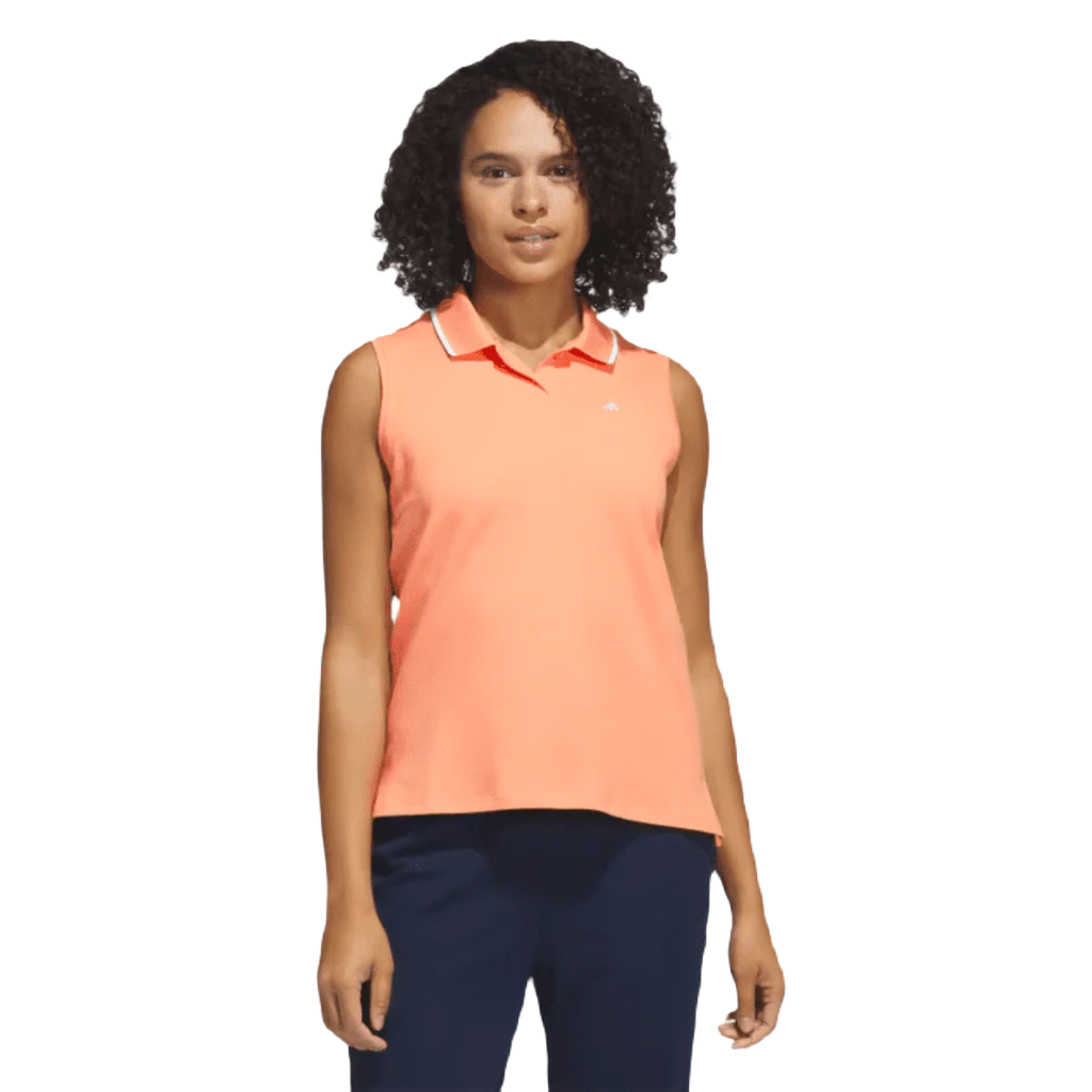 Adidas Ladies Go To Piqu Sleeveless Golf Polo Shirt Orange F