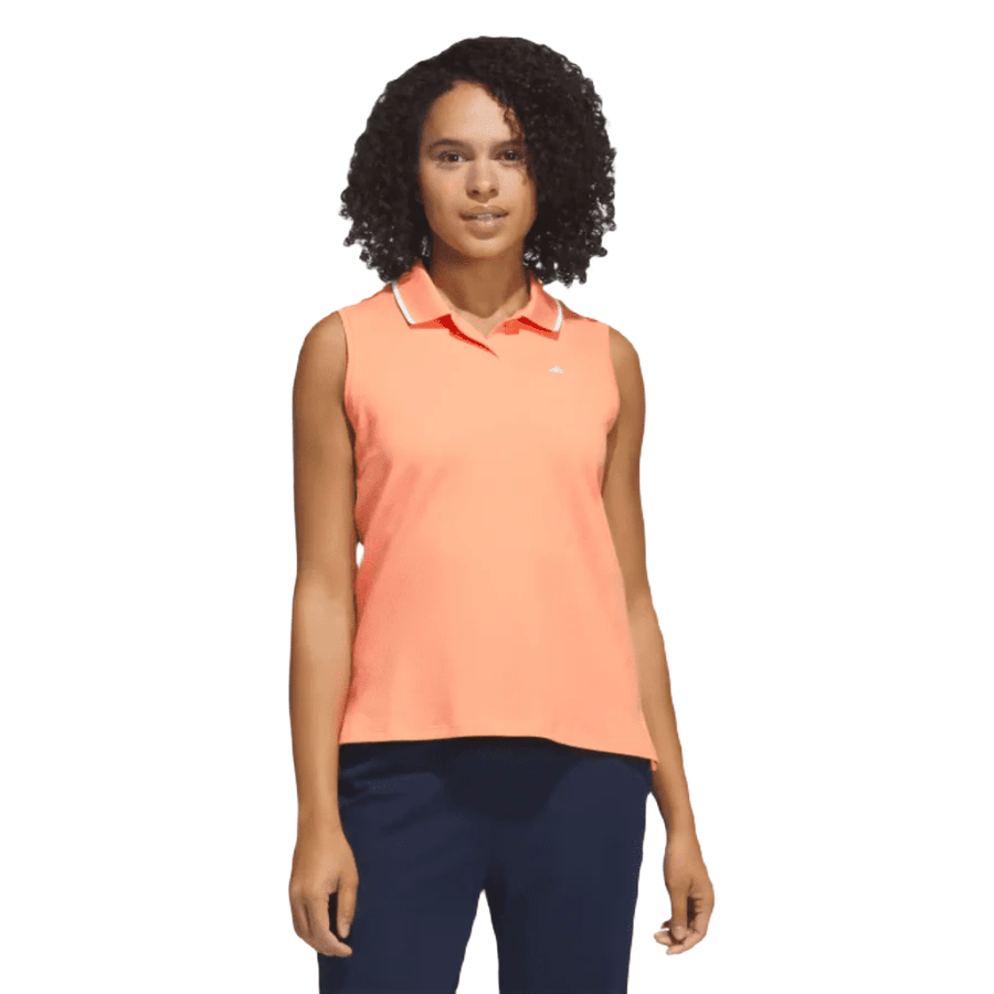 Adidas Ladies Go-To Piqué Sleeveless Golf Polo Shirt - Orange