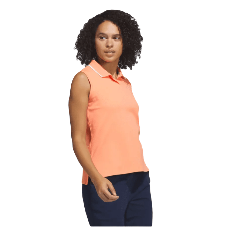 Adidas Ladies Go-To Piqué Sleeveless Golf Polo Shirt - Orange