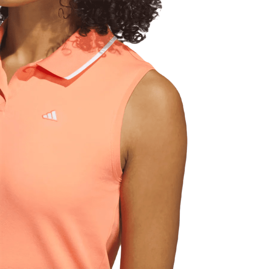 Adidas Ladies Go-To Piqué Sleeveless Golf Polo Shirt - Orange