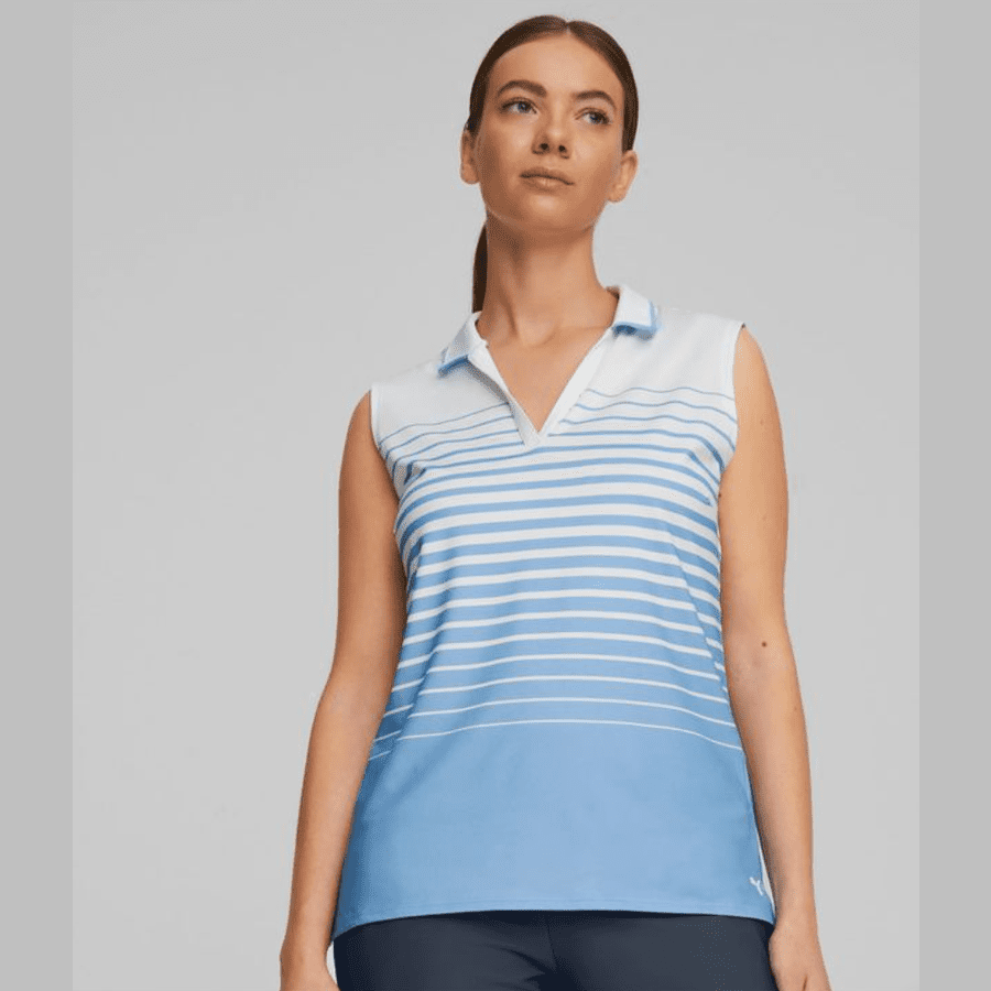 Puma Ladies MATTR Sleeveless Stripe Golf Polo WHLS