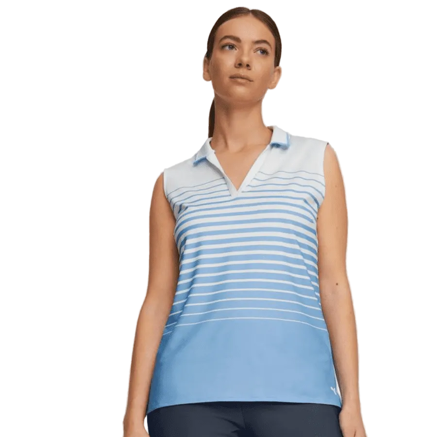 Polo de golf rayé sans manches Puma MATTR femme WHLS
