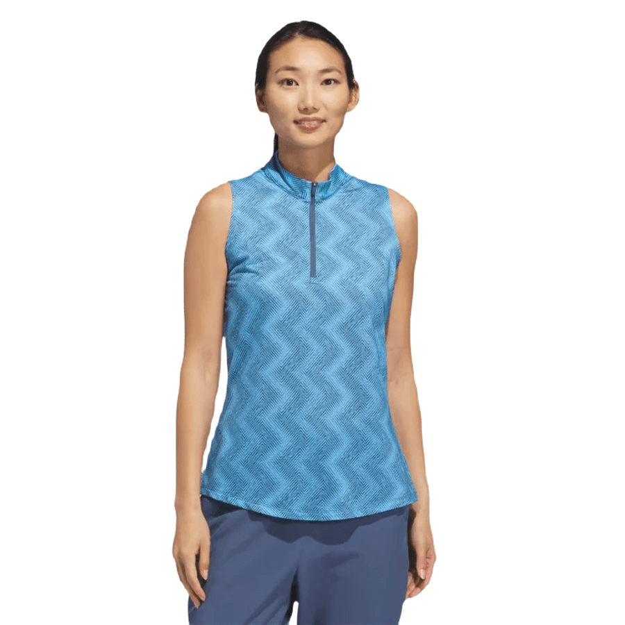 Adidas Ultimate365 Ladies Ottoman Printed Sleeveless Polo Shirt