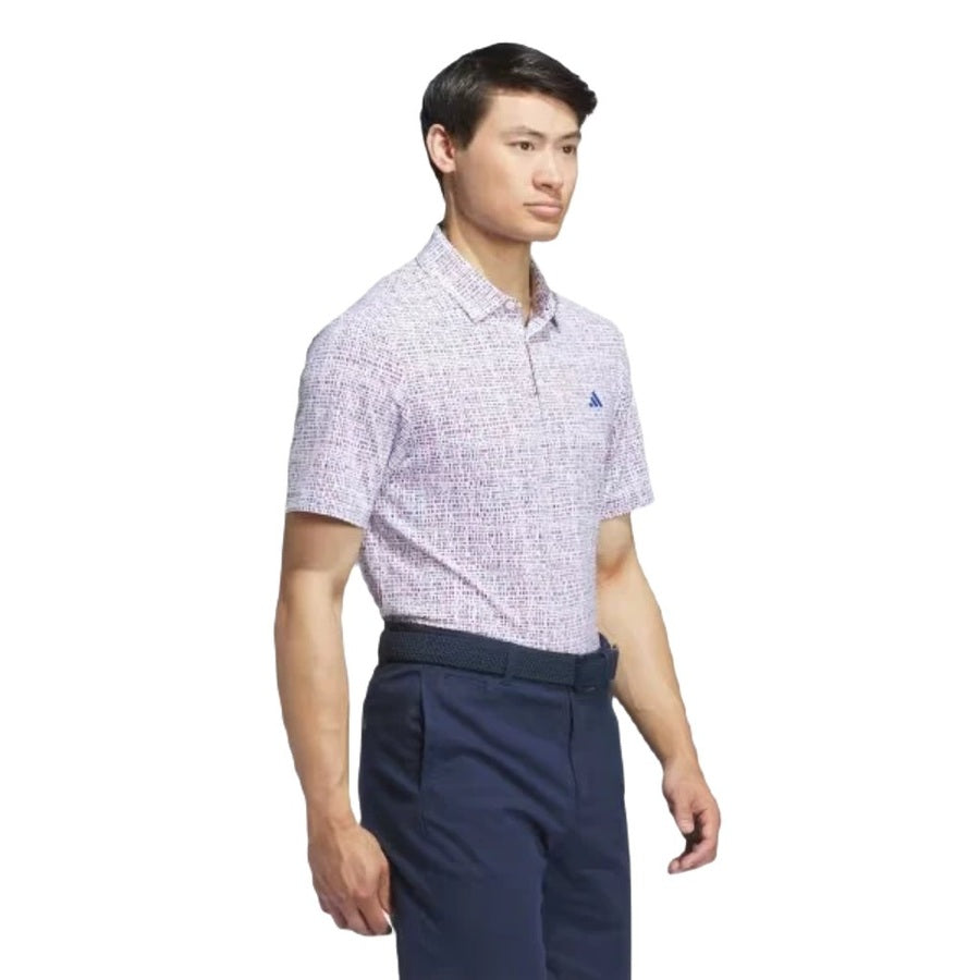 Adidas Ultimate365 Power Grid Print Polo Shirt - White