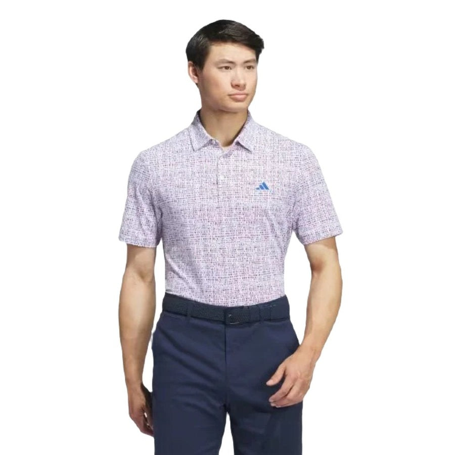 Adidas Ultimate365 Power Grid Print Polo Shirt - White