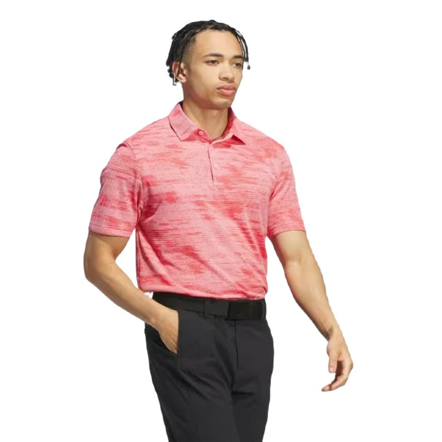 Adidas Ultimate365 Textured Stripe Polo Shirt - Pink