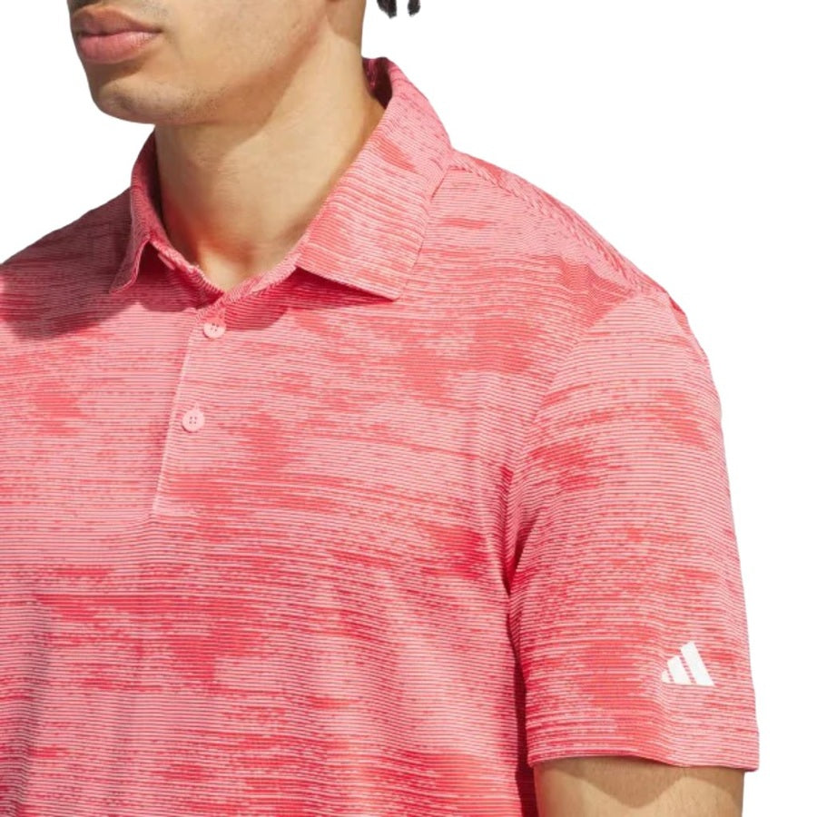 Adidas Ultimate365 Textured Stripe Polo Shirt - Pink