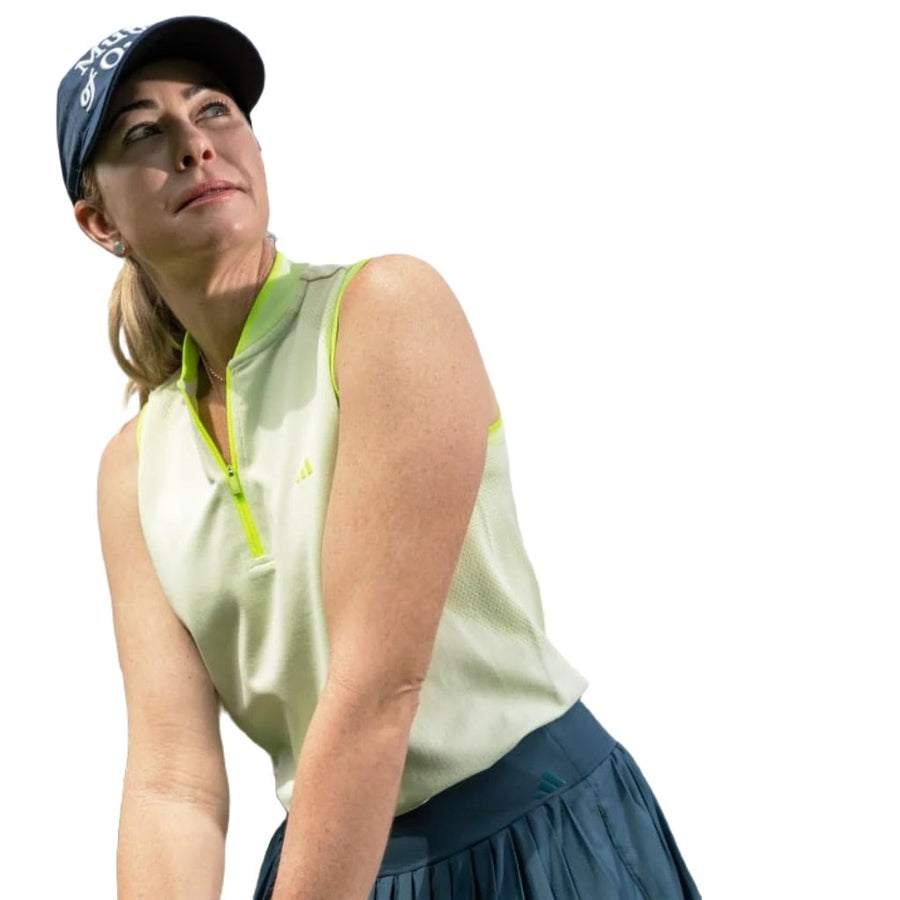 Adidas Ladies Ultimate365 Tour PRIMEKNIT Sleeveless Polo Shirt - White