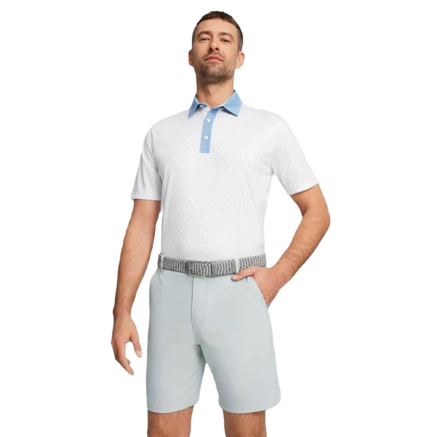 Pure Geo Golf Polo - White/Blue