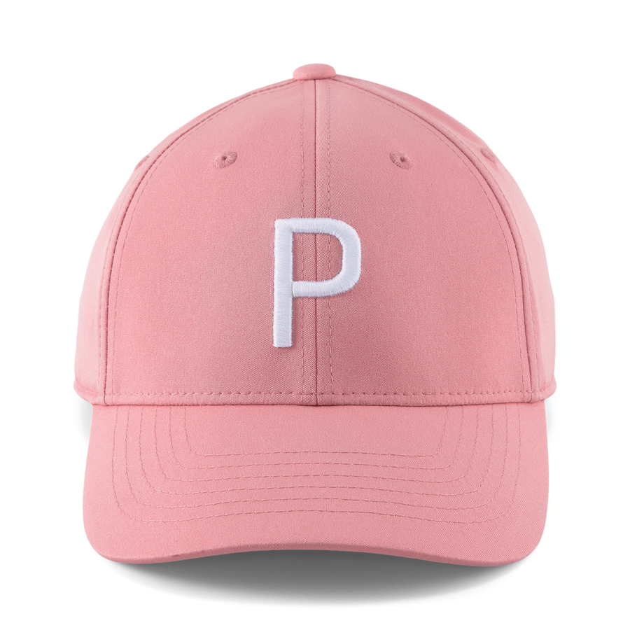 The Puma Structured P Cap features a pink design with a white embroidered P on the front. This one-size-fits-all cap offers comfort and style, making it a perfect addition to any casual outfit.