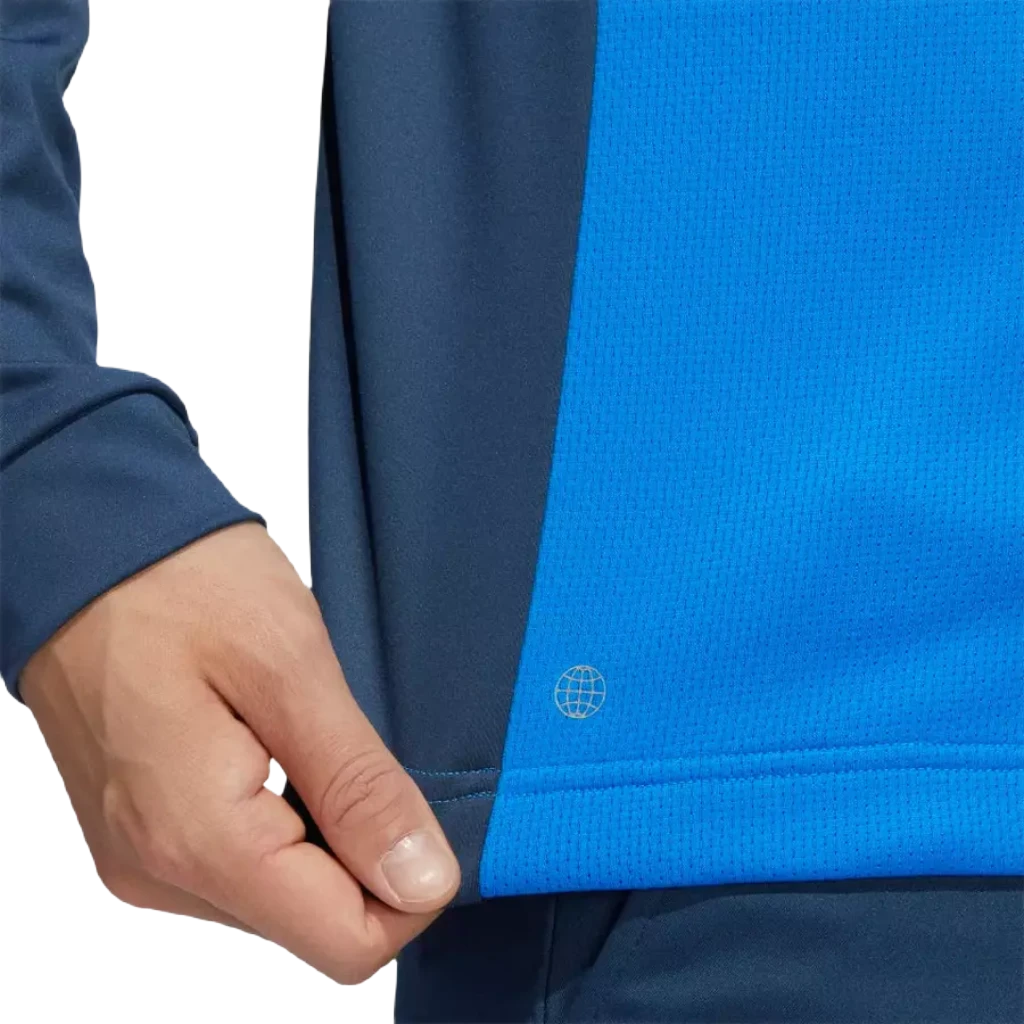 Adidas Colorblock Men's Quarter-Zip Pullover - Blue