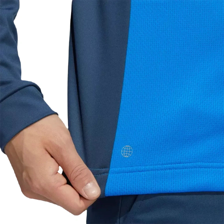 Adidas Colorblock Men's Quarter-Zip Pullover - Blue