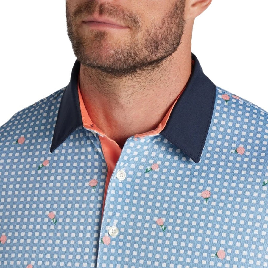 Puma Pique Gingham Golf Polo - Blue WHLS