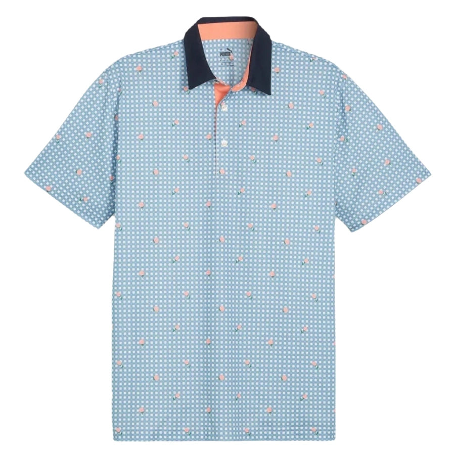 Puma Pique Gingham Golf Polo - Blue WHLS