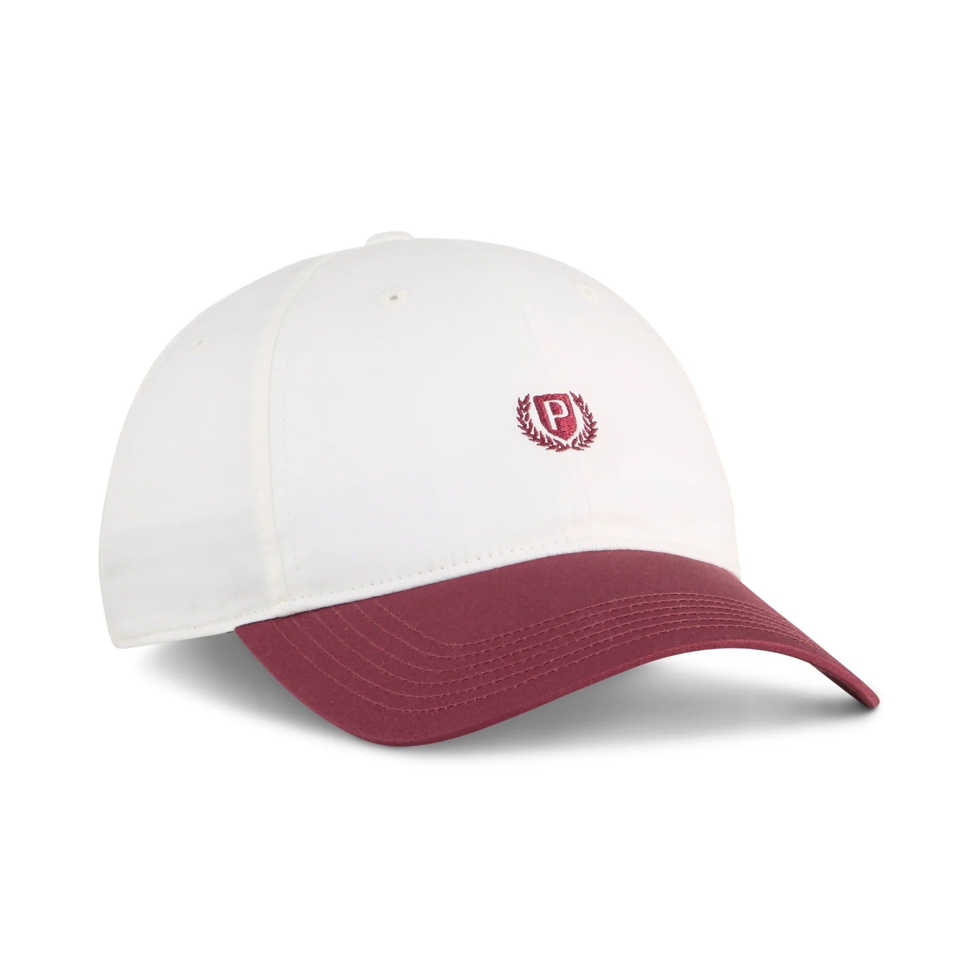 PUMA Shield Unstructured P Golf Cap - White/Ruby